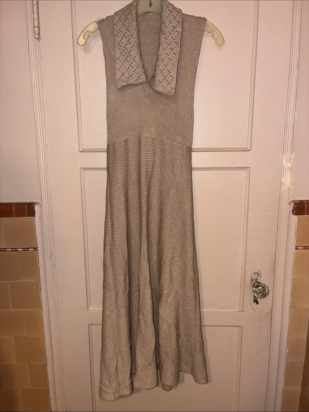 Vintage TAUPE KNIT DRESS SWEATER DRESS SZ M